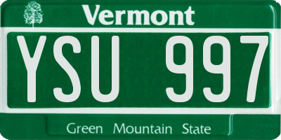 VT license plate YSU997