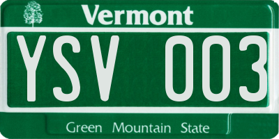 VT license plate YSV003