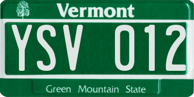 VT license plate YSV012