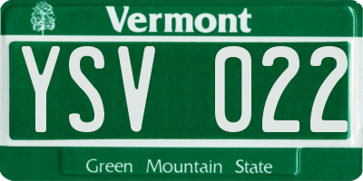 VT license plate YSV022