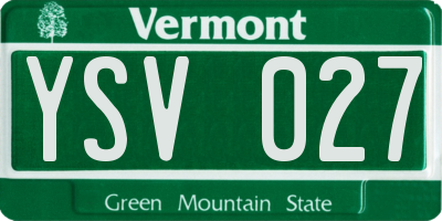 VT license plate YSV027