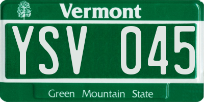 VT license plate YSV045