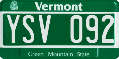 VT license plate YSV092