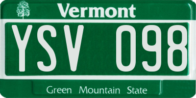 VT license plate YSV098