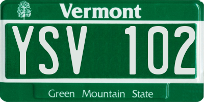 VT license plate YSV102