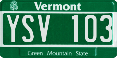 VT license plate YSV103