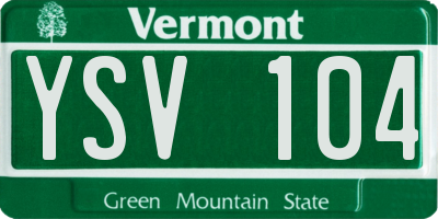 VT license plate YSV104
