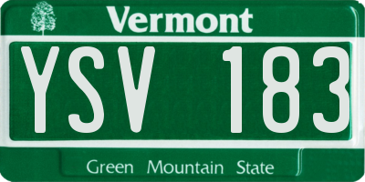 VT license plate YSV183