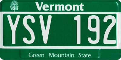 VT license plate YSV192