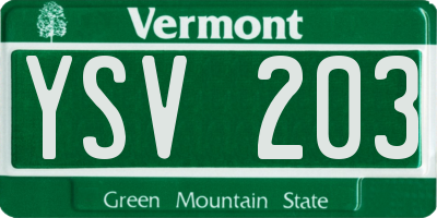 VT license plate YSV203