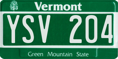VT license plate YSV204