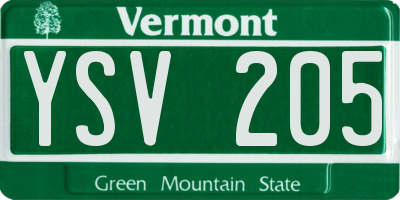 VT license plate YSV205