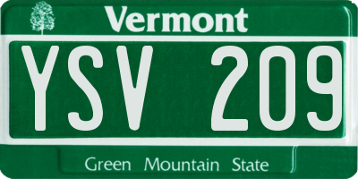 VT license plate YSV209