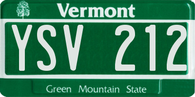 VT license plate YSV212