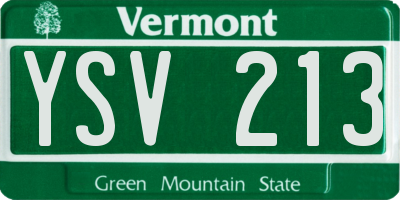 VT license plate YSV213
