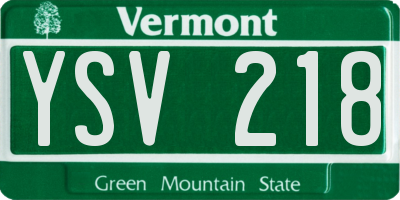 VT license plate YSV218