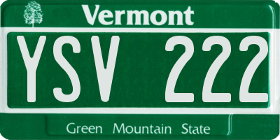 VT license plate YSV222