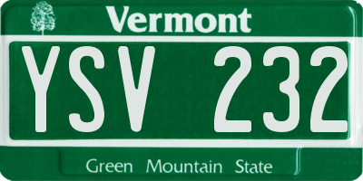 VT license plate YSV232