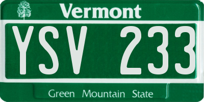 VT license plate YSV233