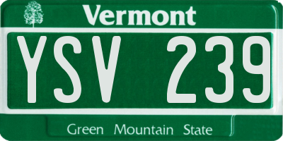 VT license plate YSV239