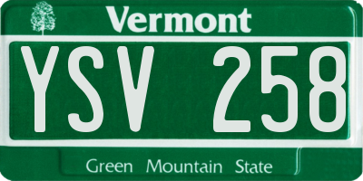 VT license plate YSV258