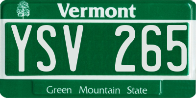VT license plate YSV265