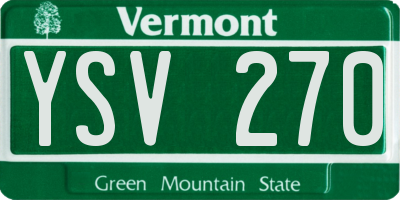 VT license plate YSV270