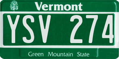 VT license plate YSV274