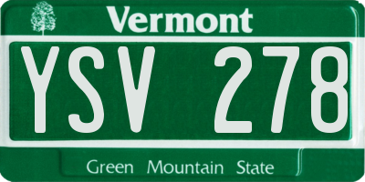 VT license plate YSV278