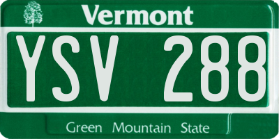 VT license plate YSV288