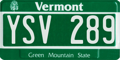 VT license plate YSV289
