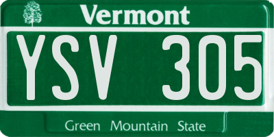 VT license plate YSV305