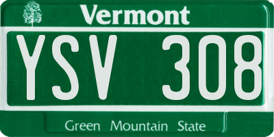 VT license plate YSV308