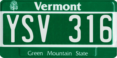 VT license plate YSV316