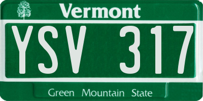 VT license plate YSV317
