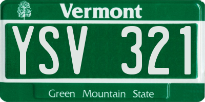 VT license plate YSV321
