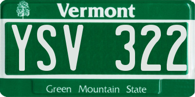 VT license plate YSV322