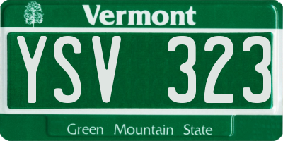 VT license plate YSV323