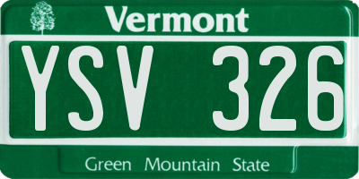 VT license plate YSV326