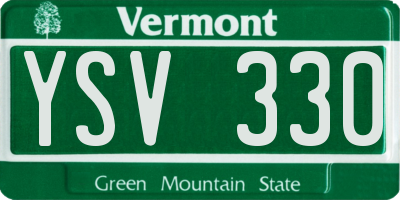 VT license plate YSV330