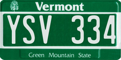 VT license plate YSV334