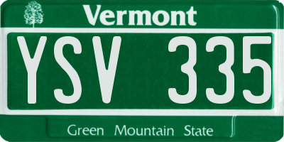 VT license plate YSV335
