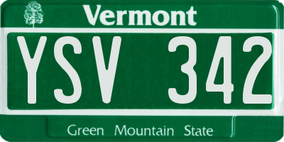 VT license plate YSV342