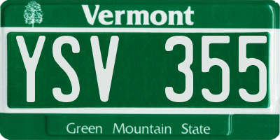 VT license plate YSV355