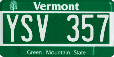 VT license plate YSV357