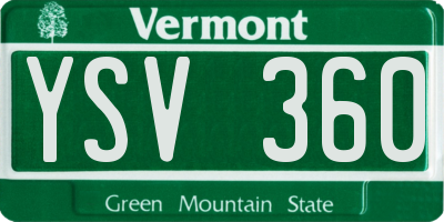 VT license plate YSV360