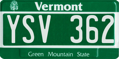 VT license plate YSV362
