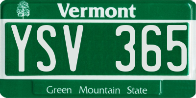 VT license plate YSV365