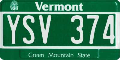 VT license plate YSV374