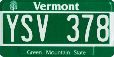VT license plate YSV378
